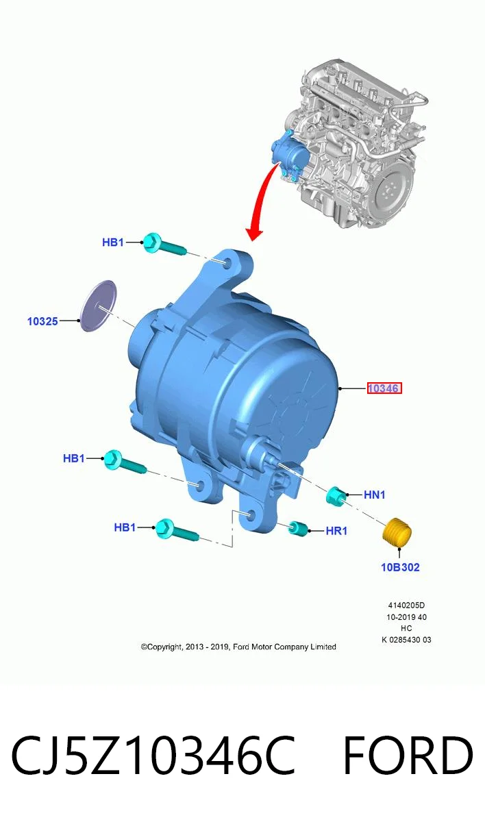 CJ5Z10346C Ford Alternador de coche