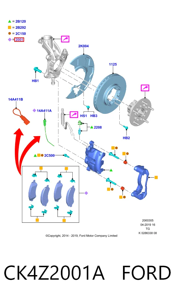 CK4Z2001A Ford Pastillas delanteras