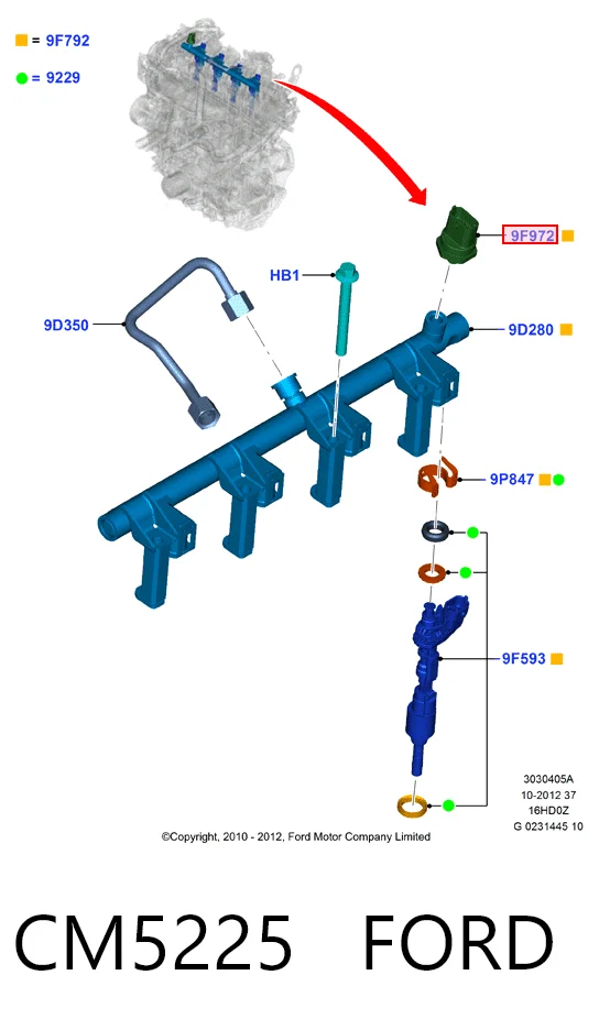 Sensor de presión de combustible CM5225 FORD