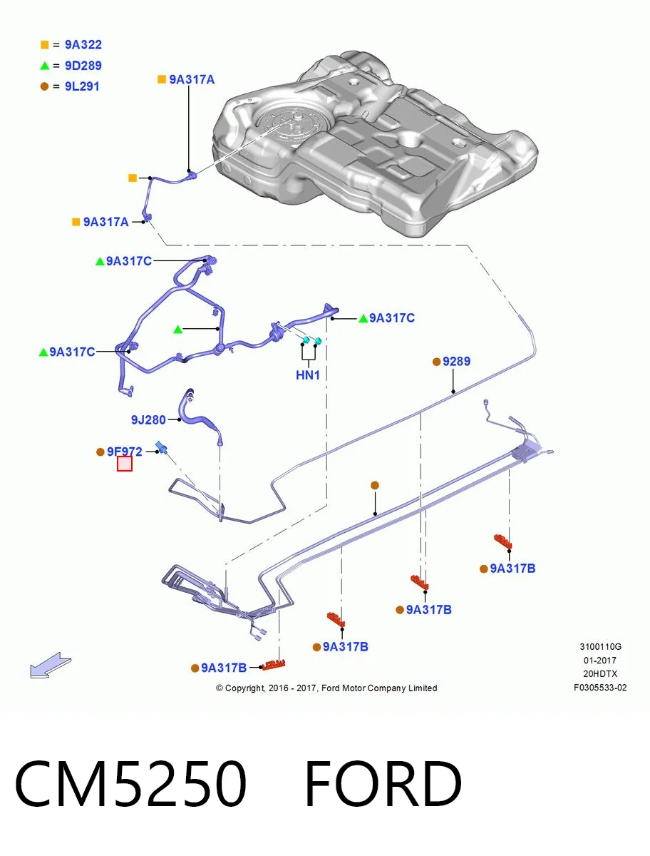 CM5250 Ford Sensor de presión de combustible