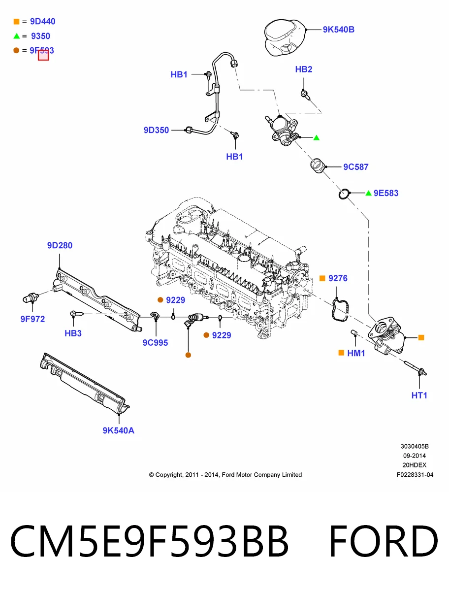 CM5E9F593BB Ford Inyector de combustible