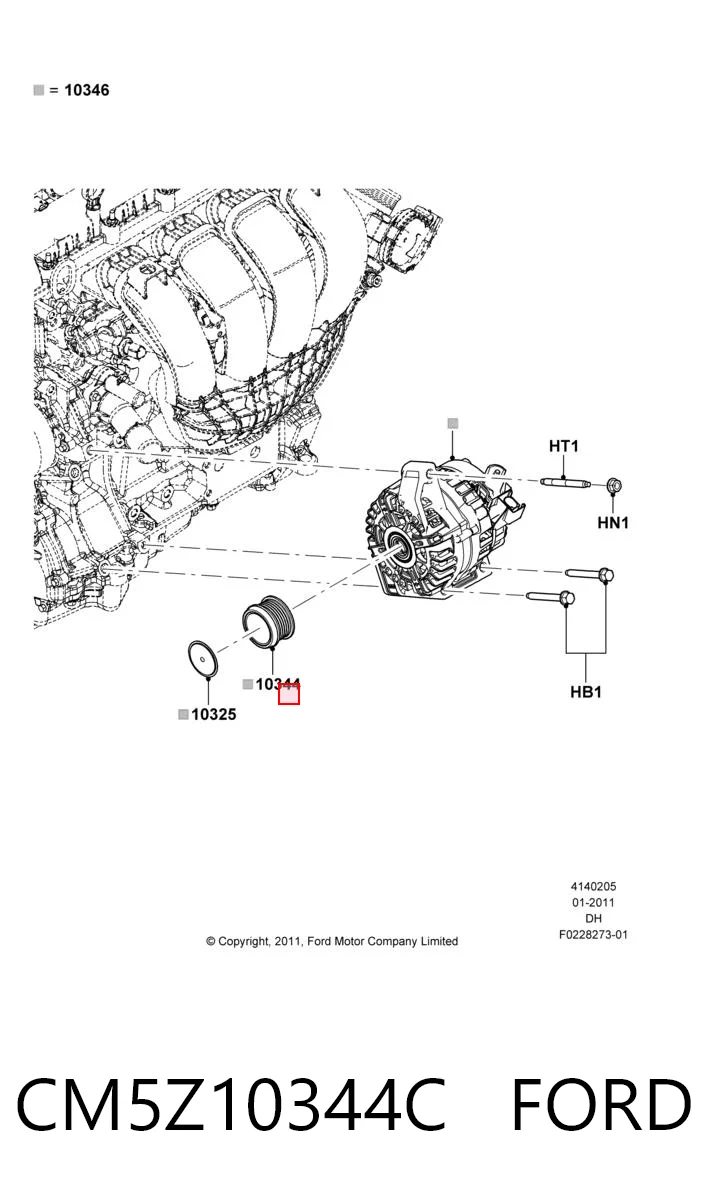 CM5Z10344C Ford Rueda libre alternador 