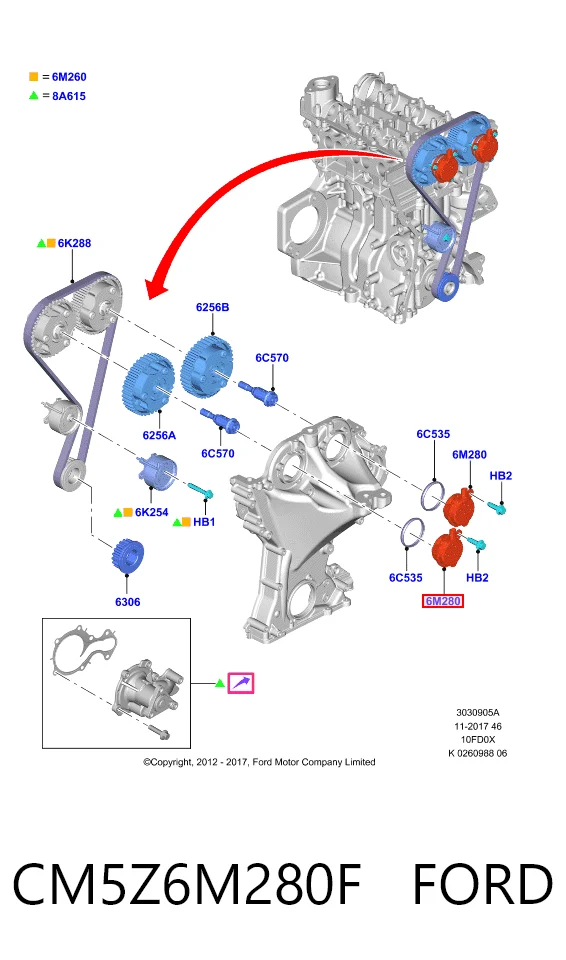 CM5Z6M280F Ford Regulador de fase de distribución