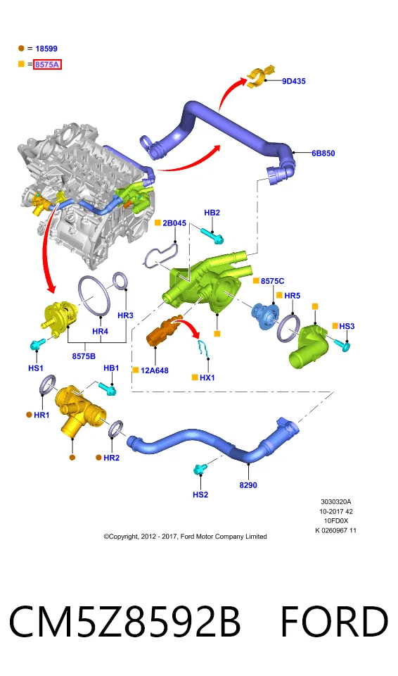 CM5Z8592B Ford Termostato de agua