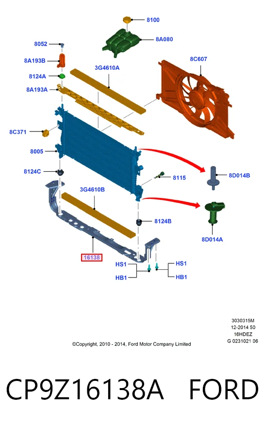 CP9Z16138A Ford Revestimiento frontal inferior