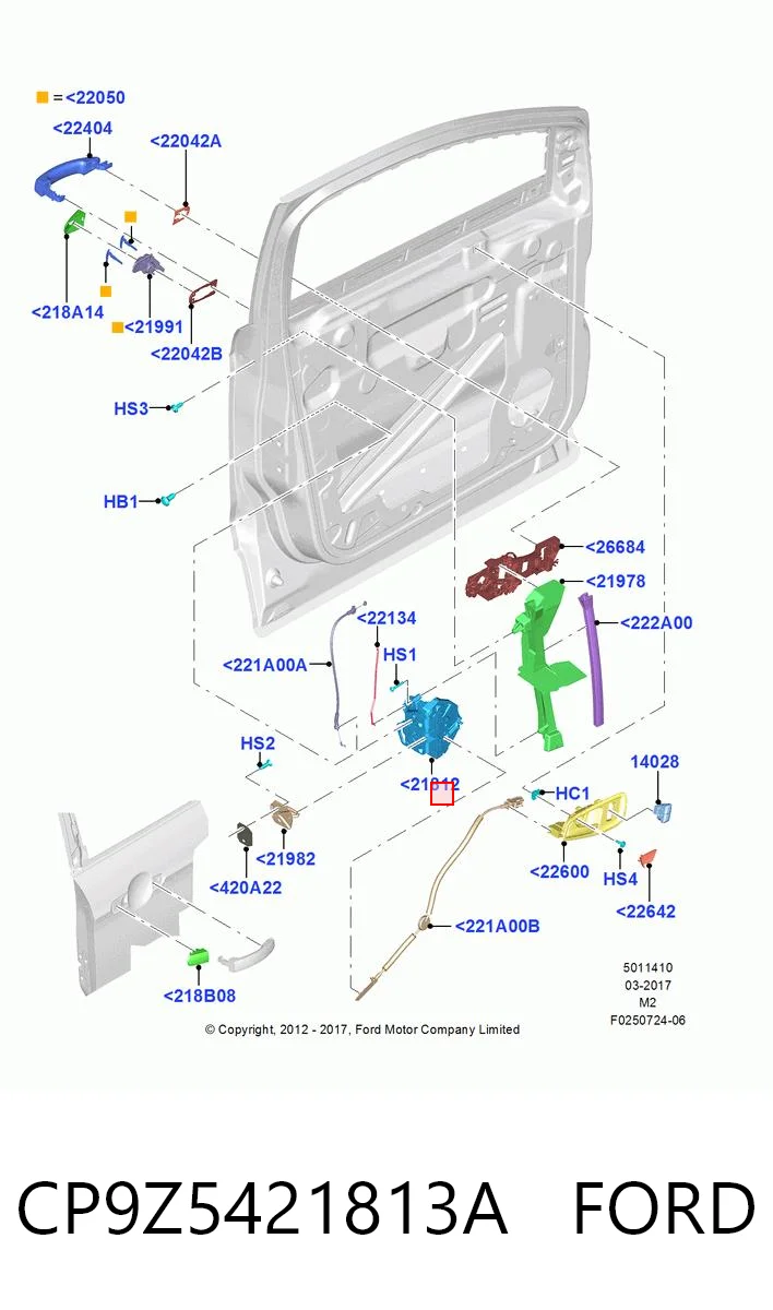 CP9Z5421813A Ford Cerradura de puerta