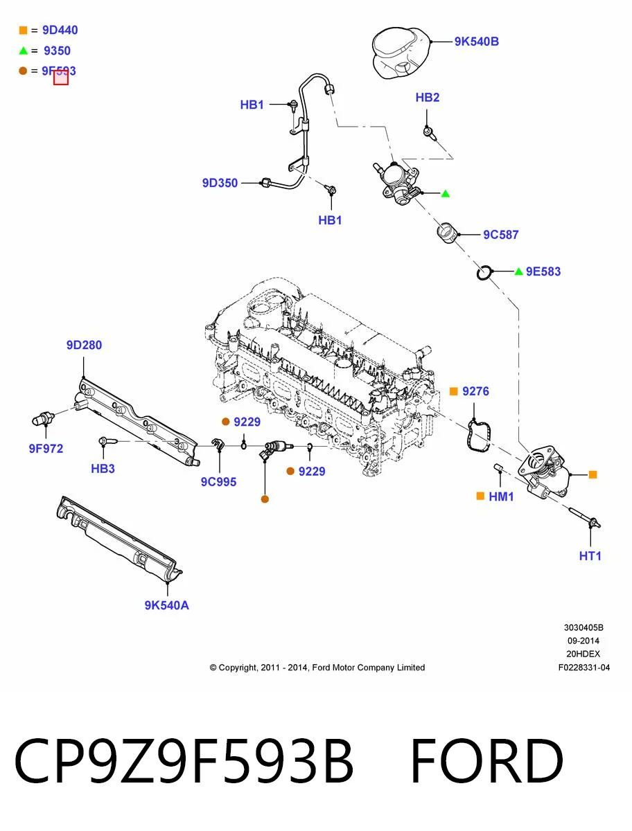 CP9Z9F593B Ford Inyector de combustible