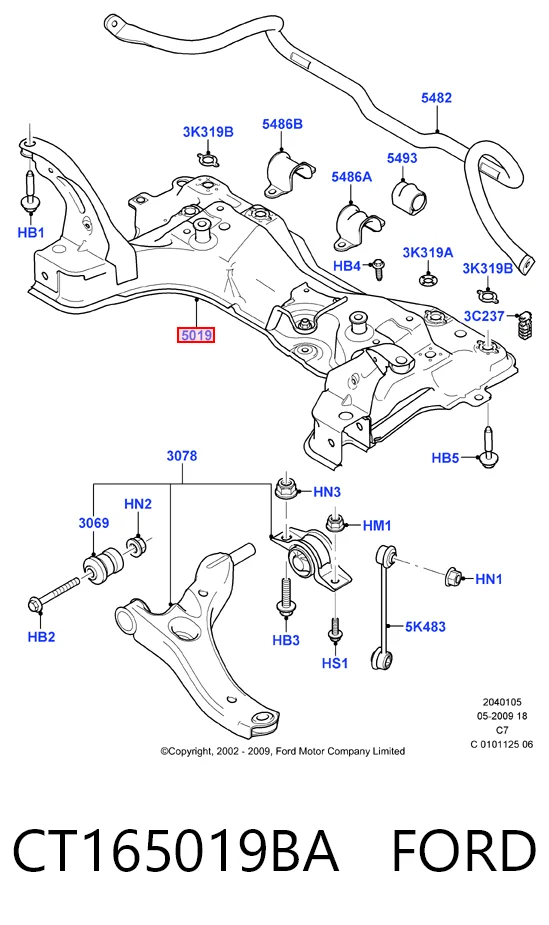 Subchasis delantero para Ford Connect TOURNEO PU2
