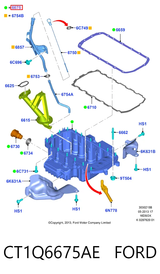CT1Q6675AE Ford Cárter de aceite del motor