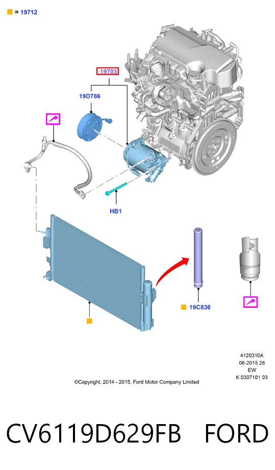 CV6119D629FB Ford Compresor climatizador