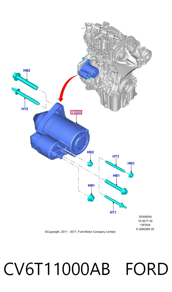 CV6T11000AB Ford Arranque motores
