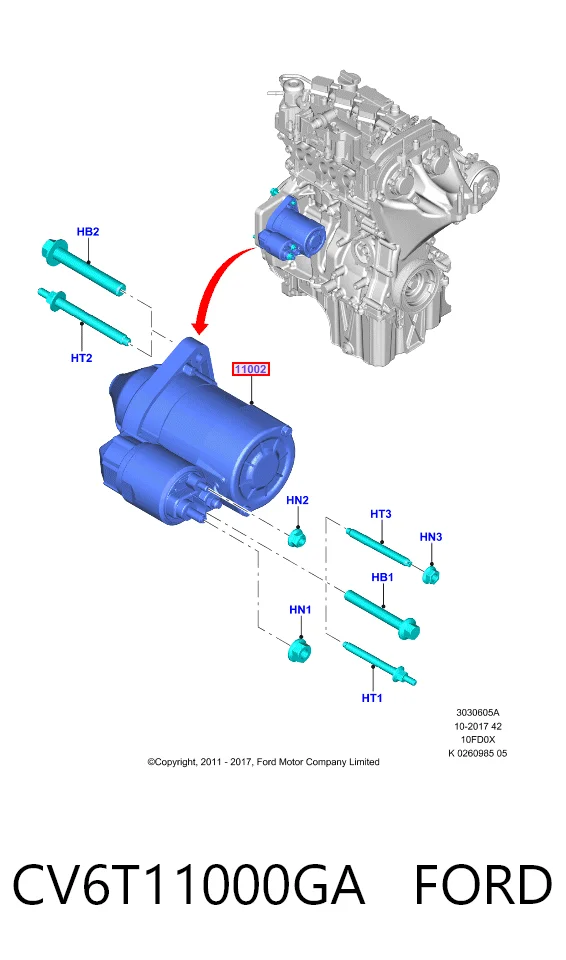CV6T11000GA Ford Arranque motores