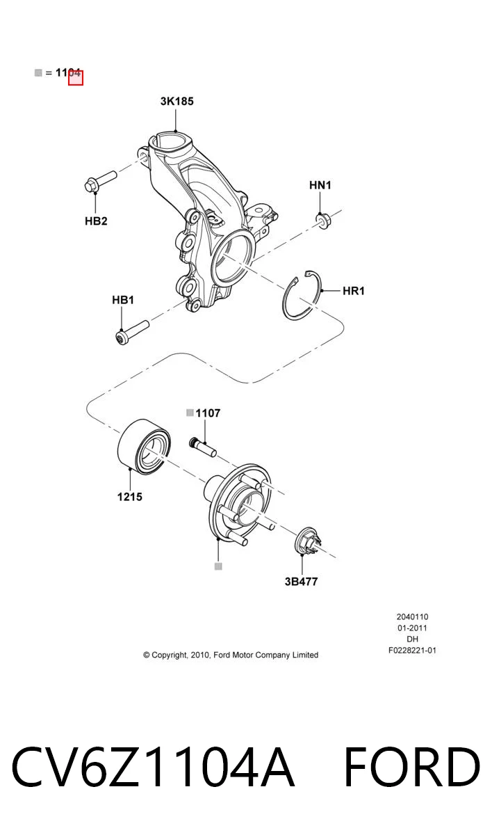 CV6Z1104A Ford Cubo delantero