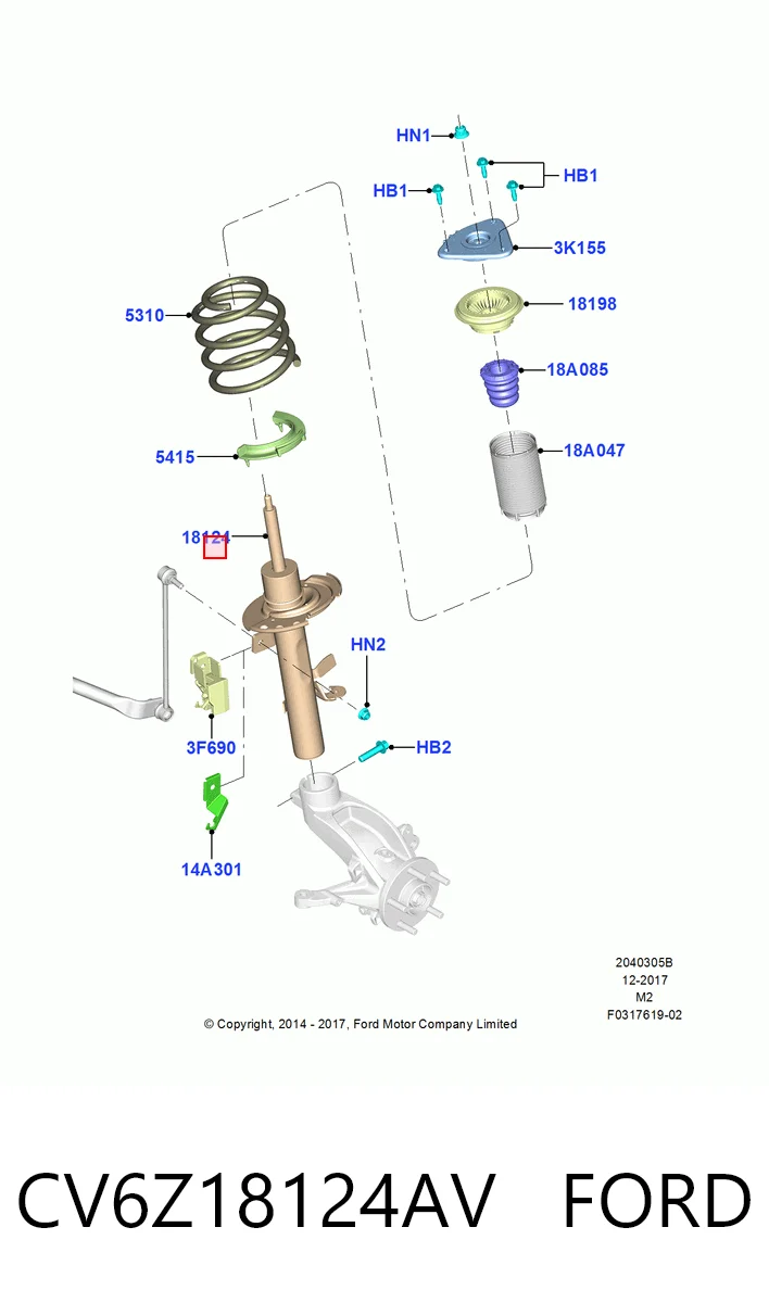 CV6Z18124AV Ford Amortiguador frontal izquierdo