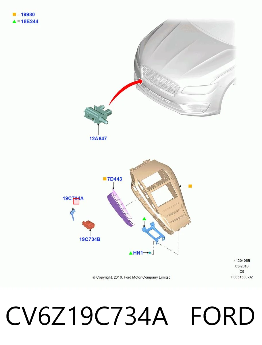 CV6Z19C734A Ford Sensor de temperatura del aire interior
