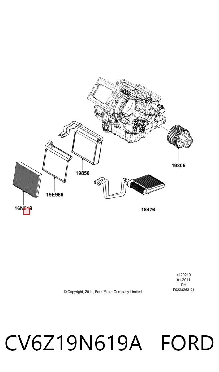 CV6Z19N619A Ford Filtro antipolen