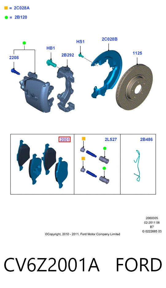 CV6Z2001A Ford Pastillas delanteras
