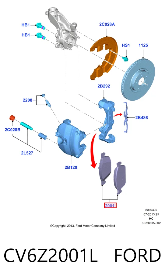 CV6Z2001L Ford Pastillas delanteras