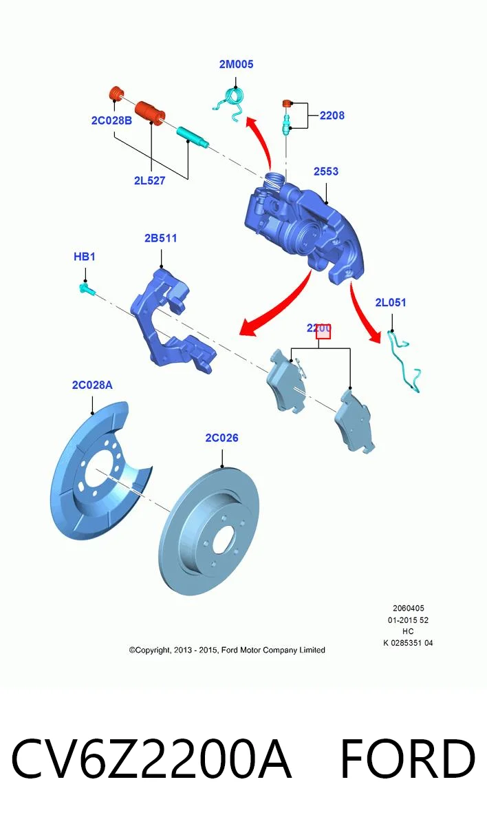 CV6Z2200A Ford Pastillas freno traseras