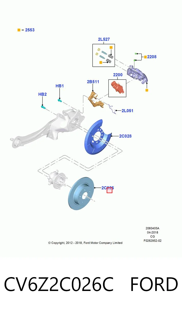 CV6Z2C026C Ford Freno de disco trasero