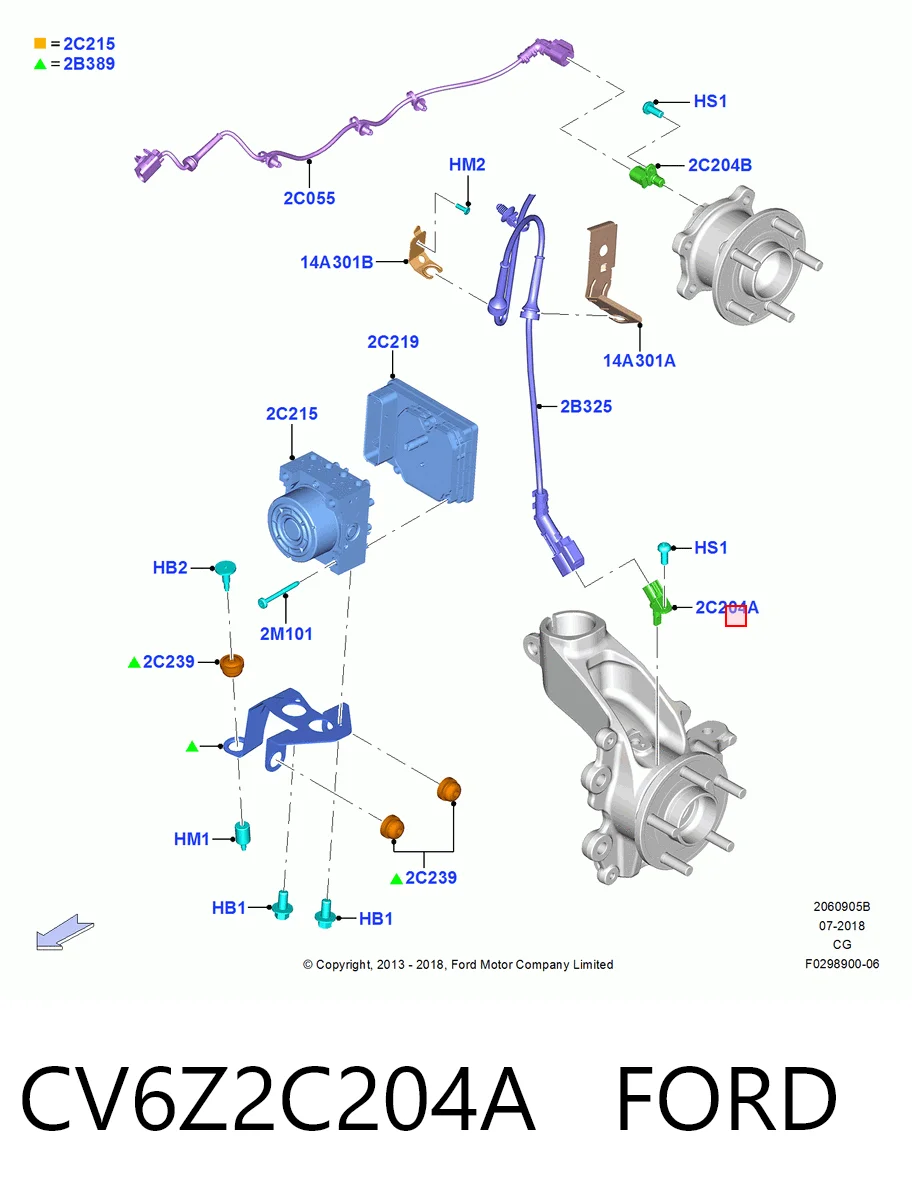 CV6Z2C204A Ford Sensor de rueda abs