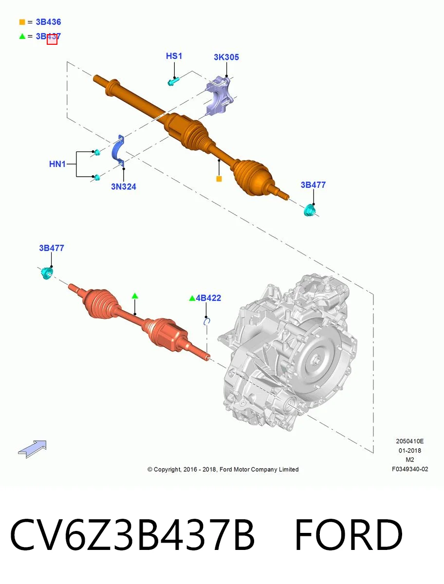 CV6Z3B437B Ford Semieje delantero izquierdo