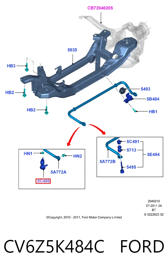 CV6Z5K484C Ford Silentblock de la barra estabilizadora