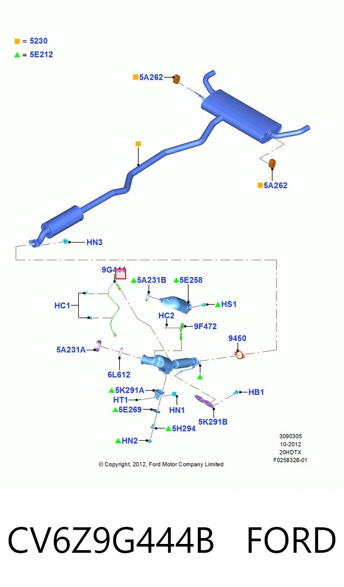 CV6Z9G444B Ford Sonda lambda de oxígeno posterior al catalizador