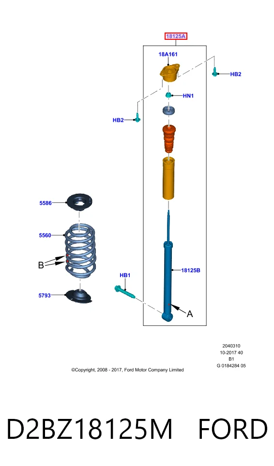 Amortiguador trasero D2BZ18125M FORD
