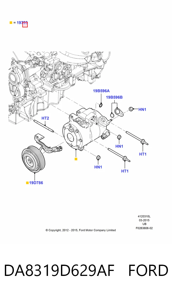 Compresor de aire acondicionado DA8319D629AF FORD
