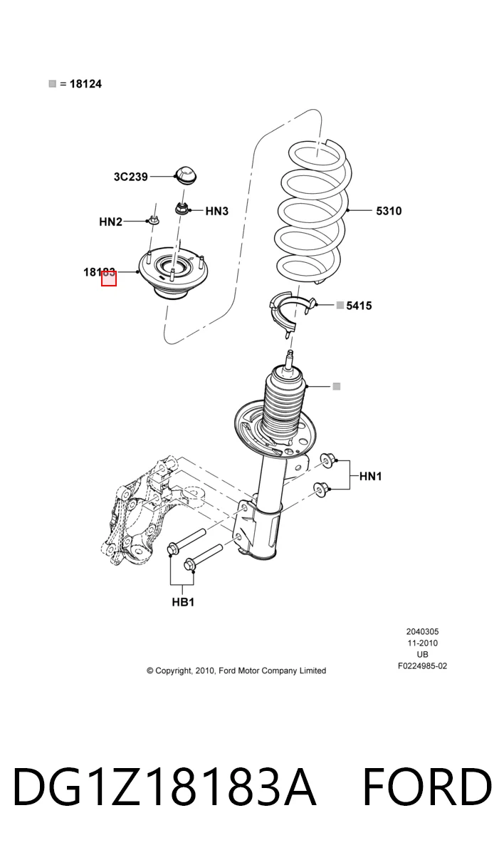 DG1Z18183A Ford Soporte del amortiguador delantero