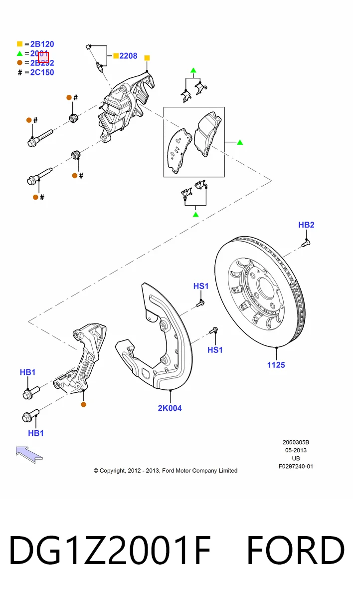 DG1Z2001F Ford Pastillas delanteras