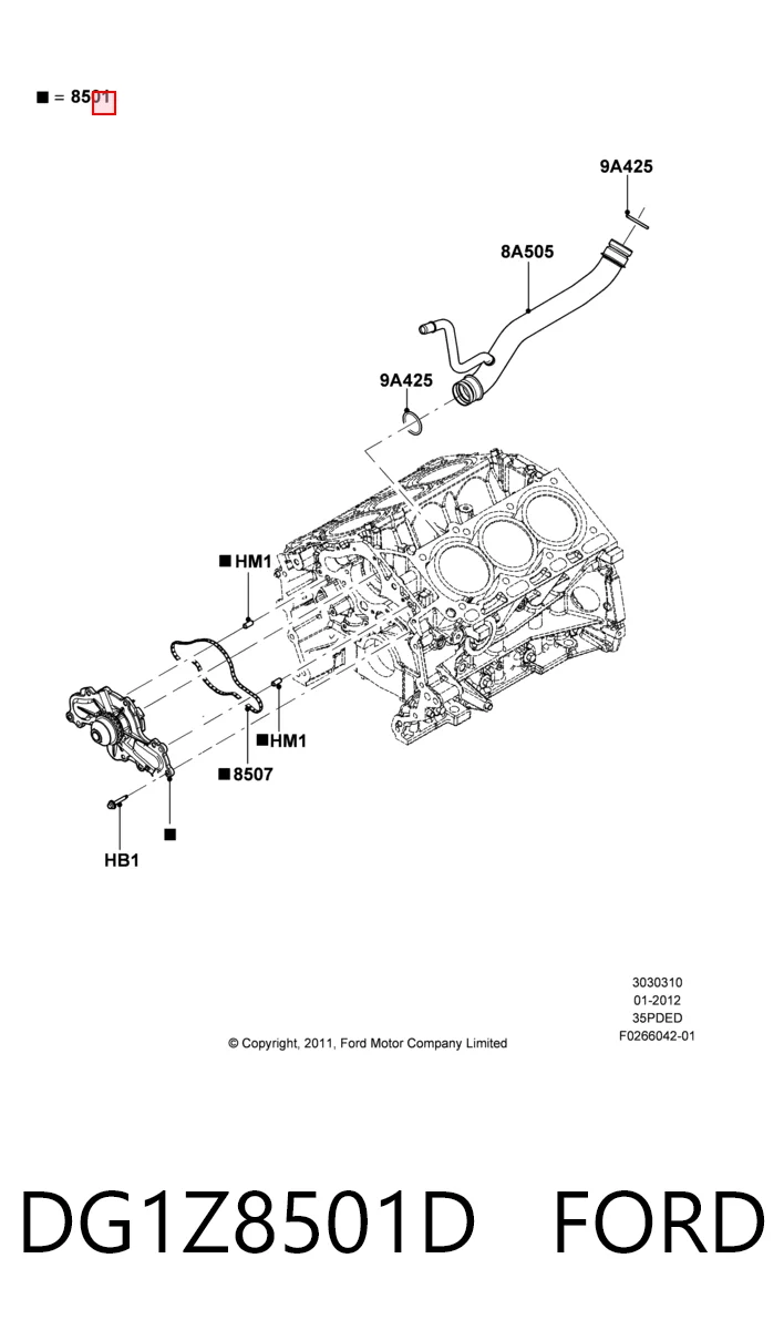 DG1Z8501D Ford Bomba refrigerante coche
