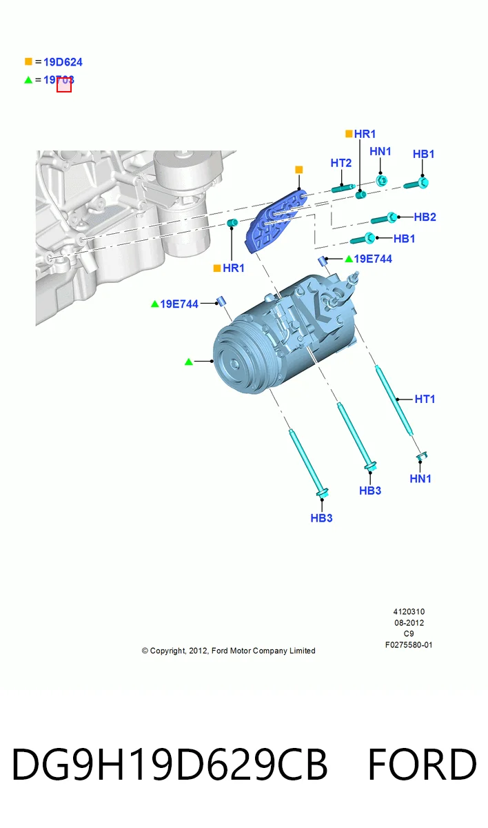 DG9H19D629CB Ford Compresor climatizador