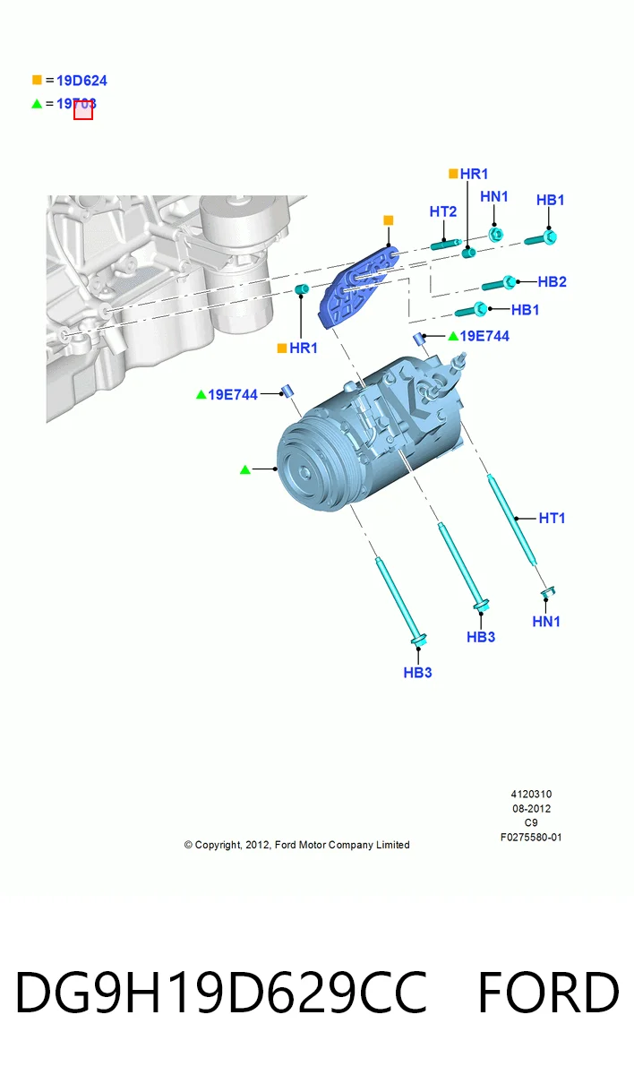 DG9H19D629CC Ford Compresor climatizador