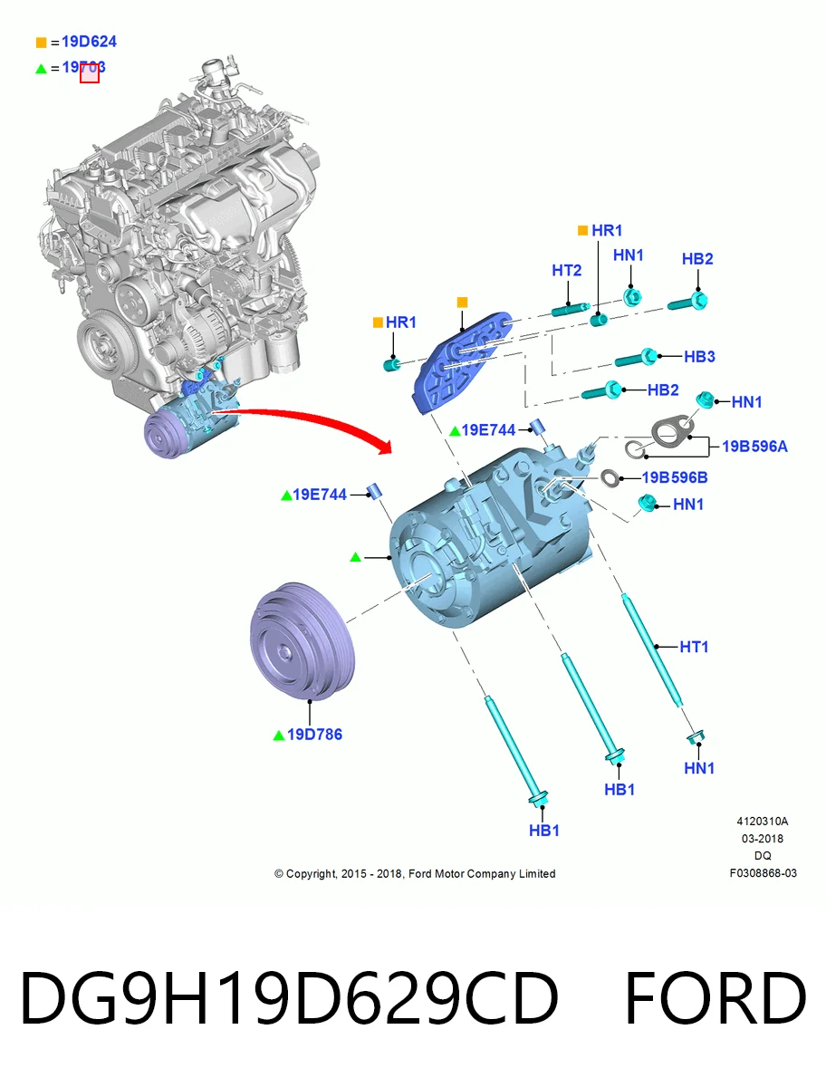 DG9H19D629CD Ford Compresor climatizador