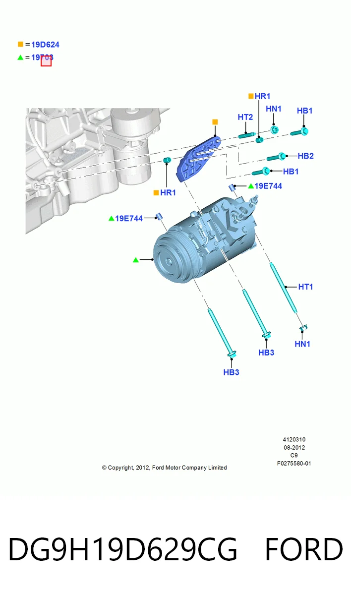 DG9H19D629CG Ford Compresor climatizador
