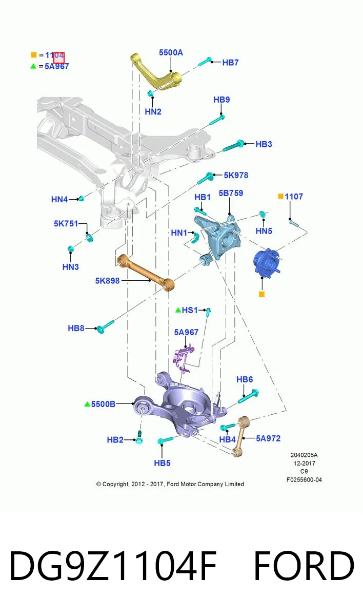 DG9Z1104F Ford Buje de rueda trasero