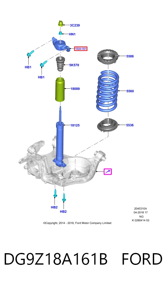 DG9Z18A161B Ford Soporte amortiguador trasero