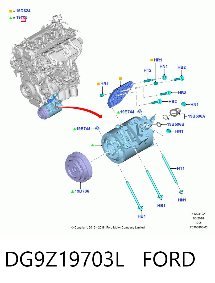 DG9Z19703L Ford Compresor climatizador