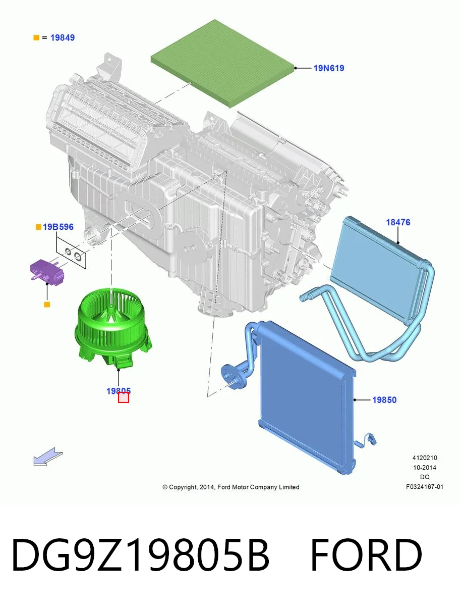 DG9Z19805B Ford Ventilador de habitáculo