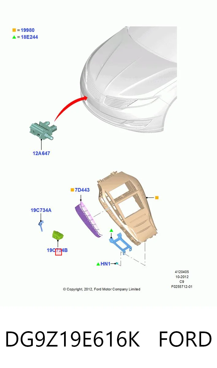DG9Z19E616K Ford Sensor de temperatura del evaporador