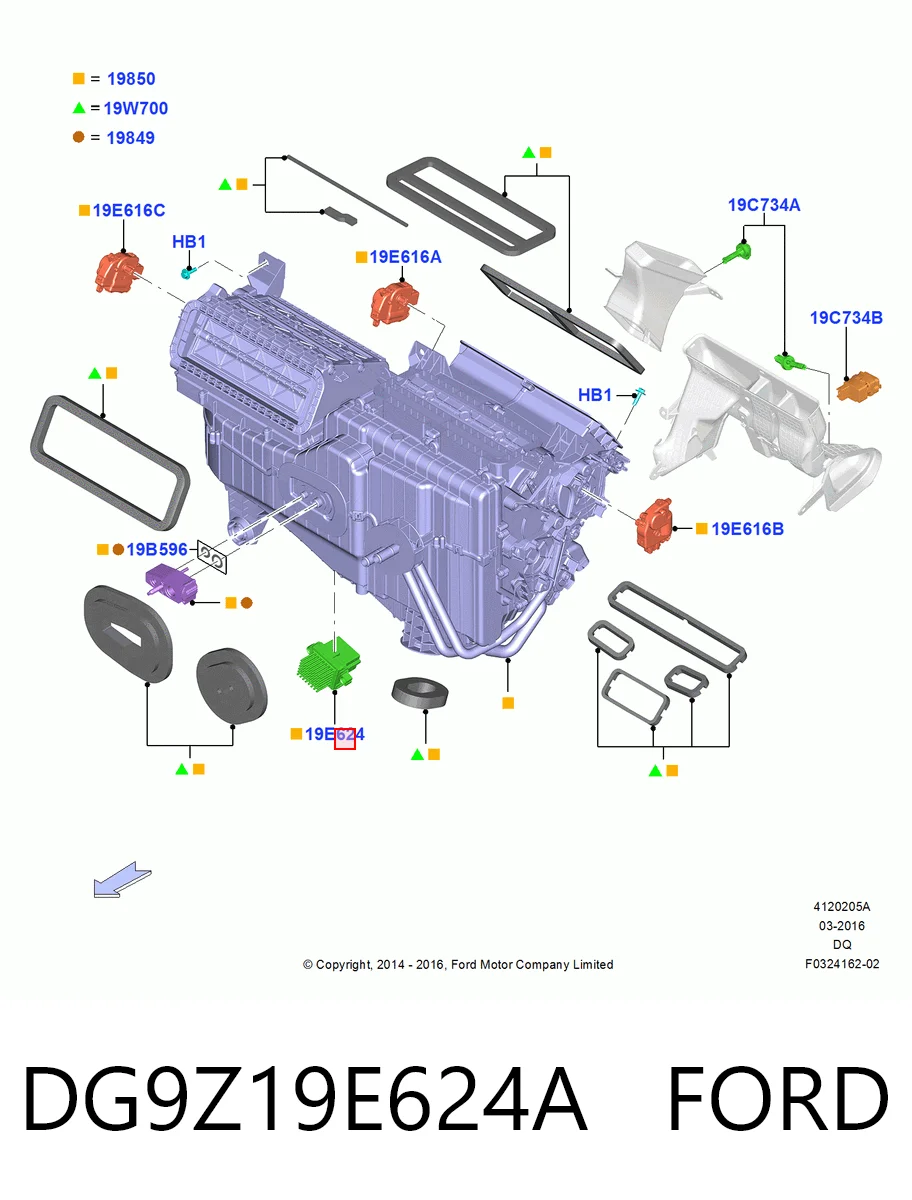 DG9Z19E624A Ford Resistencia de calefacción