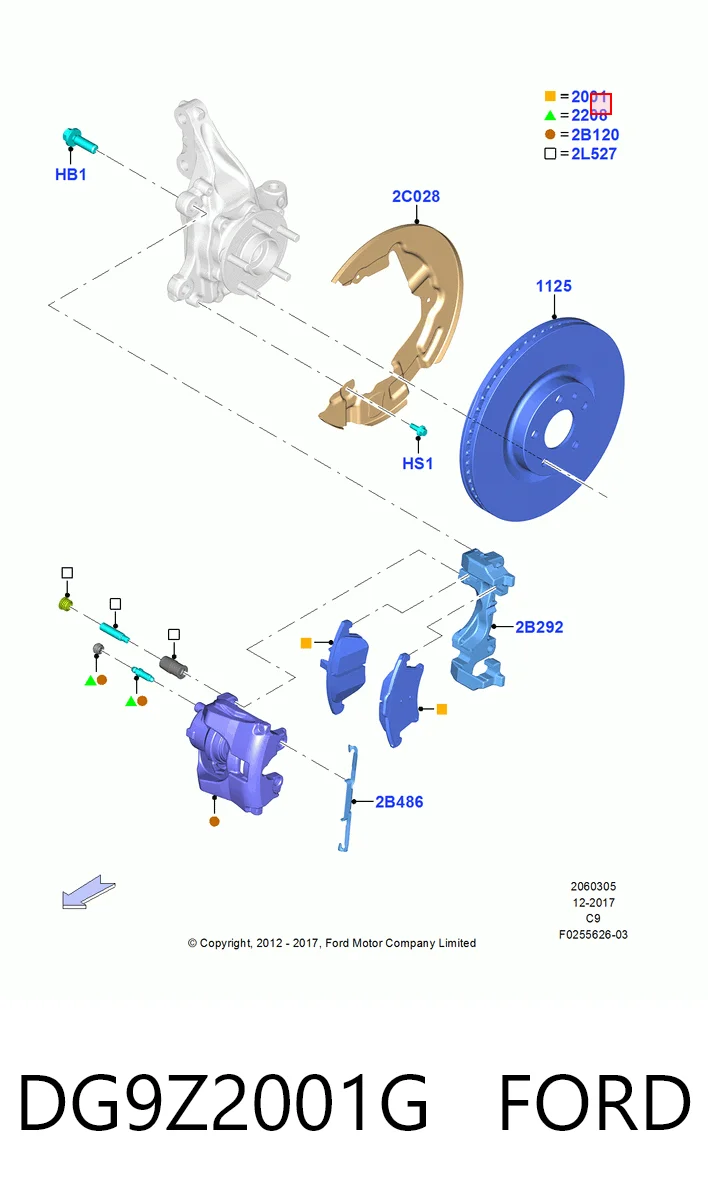 DG9Z2001G Ford Pastillas delanteras