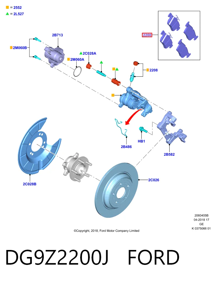 DG9Z2200J Ford Pastillas freno traseras
