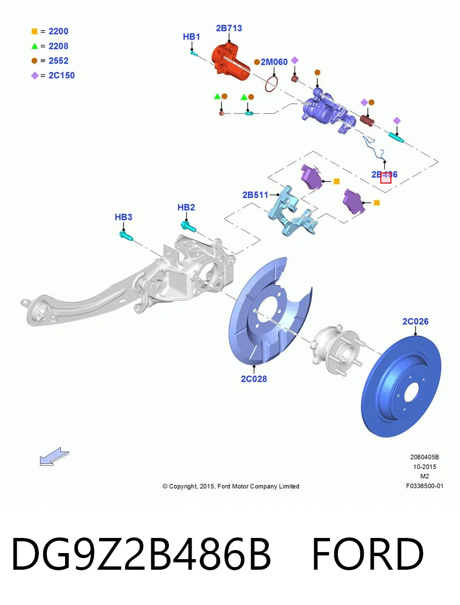 DG9Z2B486B Ford Resorte de retención de la pinza de freno