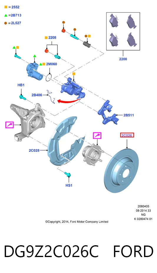 DG9Z2C026C Ford Freno de disco trasero