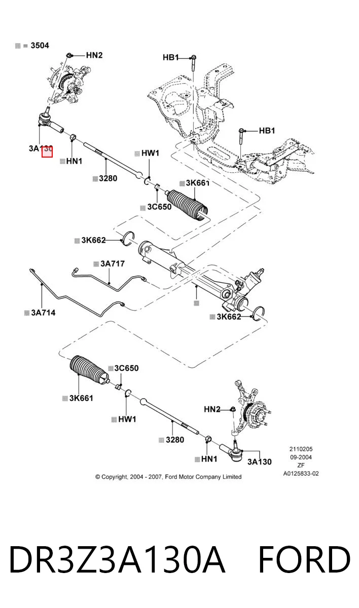 DR3Z3A130A Ford Rótula de dirección