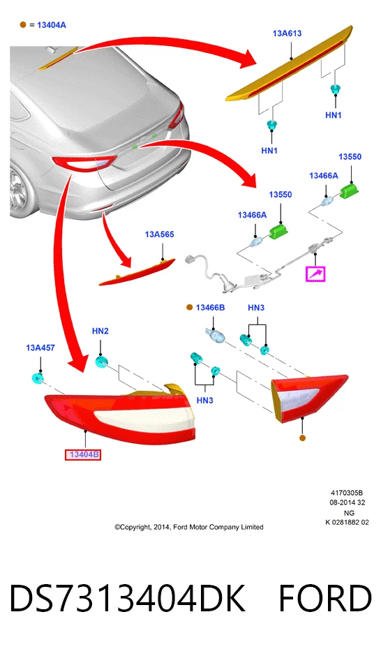 Piloto trasero exterior derecho DS7313404DK FORD