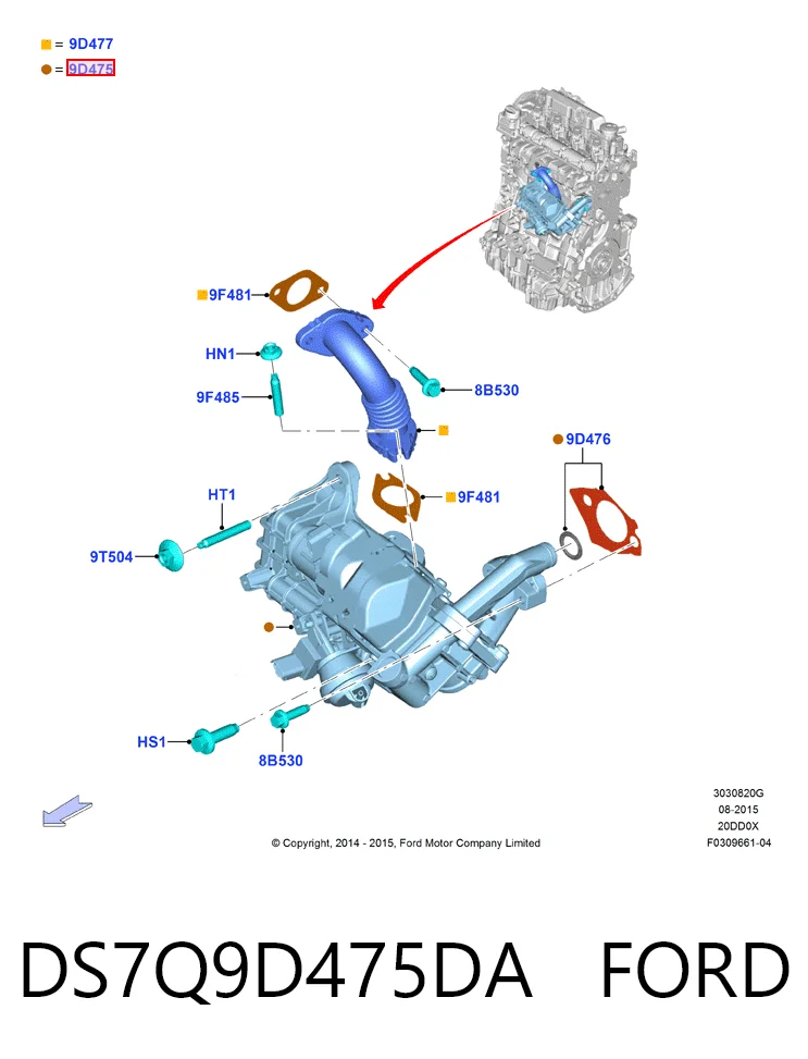 DS7Q9D475DA Ford Válvula EGR